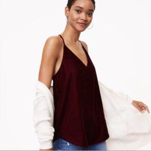 LOFT Burgundy Velvet Spaghetti Strap Tank Top